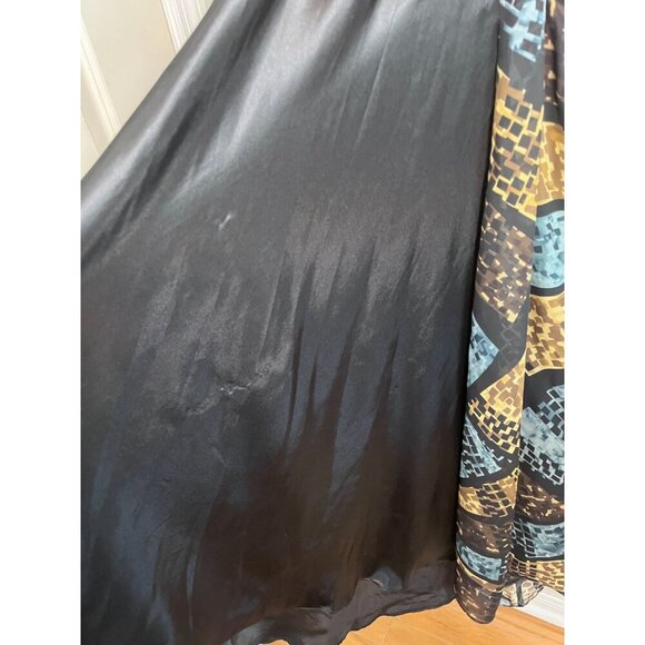 Lane Bryant Sun Dress 28 Brown Halter Maxi Babydoll Y2K Mosaic Patchwork Boho - Picture 10 of 16